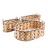 طقم 3 سلل خشب بيضاوي خشبي