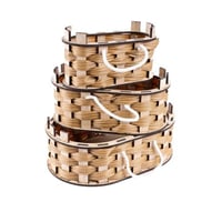 طقم 3 سلل خشب بيضاوي خشبي