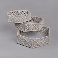 طقم 3 سلال سداسية من الحبل الأبيض