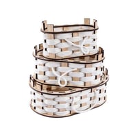 طقم 3 سلل خشب بيضاوي ابيض