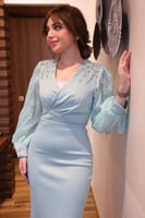 فستان ميدي ناعم بتطريز