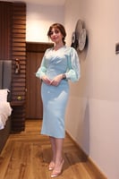 فستان ميدي ناعم بتطريز