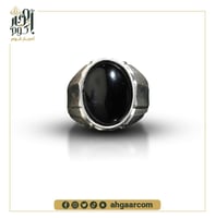 خاتم فضة صياغة يدويه بحجر العقيق اليماني الأسود