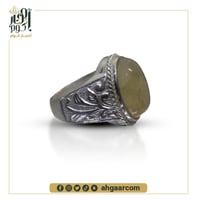 خاتم فضة متوج بحجر السترين الطبيعي