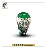 خاتم بحجر الجاد الأخضر الطبيعي