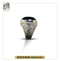 خاتم فضة يدوية مرصع بالزيركون متوج بحجر من الهيمات...