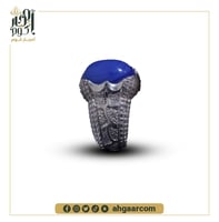 خاتم فضة متوج بحجر من العقيق اليماني الجزع الملون...