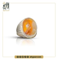 خاتم فضة صياغة يدوية متوج بحجر عقيق يماني مصور