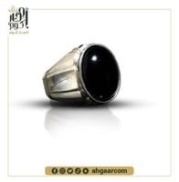خاتم فضة صياغة يدويه بحجر العقيق اليماني الأسود