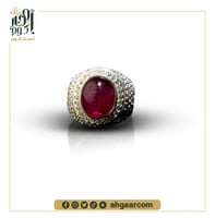 خاتم فضة مرصع بالزركون بحجر الياقوت التنزاني الصاف...