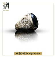 خاتم فضة يدوية مرصع بالزيركون متوج بحجر من الهيمات...