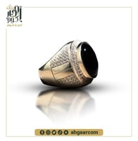 خاتم فضة صناعة يدوية مطعم بالزيركون بحجر العقيق ال...