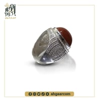 خاتم فضة صياغة يدوية متوج بحجر العقيق اليماني البر...