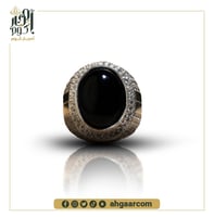 خاتم فضة صناعة يدوية مطعم بالزيركون بحجر العقيق ال...