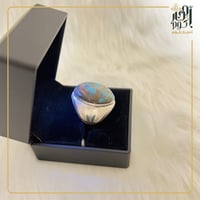 خاتم فضة صياغة يدوية متوج بحجر الفيروز النيشابوري...