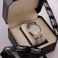 ساعة رجالية ذهبي مع فضي مينا مَمزُوج رمادي مع ابيض