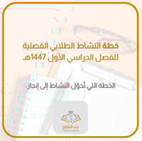 خطة النشاط الطلابي الفصلية للفصل الدراسي الأول 144...