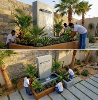 شلال جاهز مع حوضين زرع