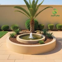 نافورة جاهزه متنقلة فيبر مع حوض زرع دائري