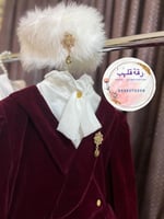 فستان مخمل فخم وانيق مزين بالفرو والأزرار الذهبي