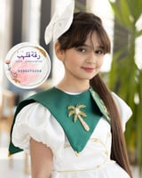 فستان اليوم الوطني ابيض مع وشاح تطريز بالاسم شامل...