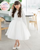 فستان ابيض مطرز فخم قطعتين