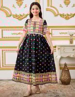 فستان بناتي رمضاني بطباعة بطبعة نقاط ملونة وبياقة...