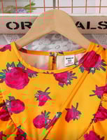 فستان بناتي رمضاني بكشكة من الأعلى وبطبعة الزهور +...