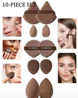 10 قطع من اسفنج المكياج المتنوع باللون البني