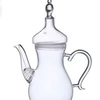 دلة قهوة زجاج شفاف مع قاعدة تسخين + صينية خشب قابل...