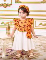 فستان بناتي رمضاني بكشكة من الأعلى وبطبعة الزهور +...