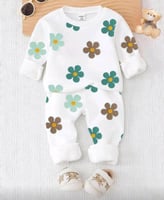 طقم بناتي مكون من بنطلون وبلوفر مزين برسومات الأزه...