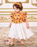 فستان بناتي رمضاني بكشكة من الأعلى وبطبعة الزهور +...