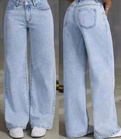 بنطلون جينز نسائي بساق واسعه