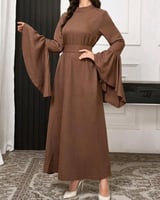 فستان نسائي ناعم بأكمام فرنسية مع حزام