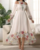 فستان نسائي أنيق مكشوف الكتفين قصير من الأمام