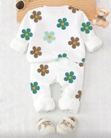 طقم بناتي مكون من بنطلون وبلوفر مزين برسومات الأزه...