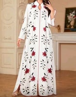 جلابية نسائية بأكمام طويلة بطباعة زهرية