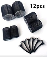 لفافات لف الشعر حجم كبير 6 قطع + 6 مشابك