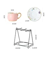 مجموعة مكونه من 12 قطعة ، 6 اكواب ، صحون ، حامل -...