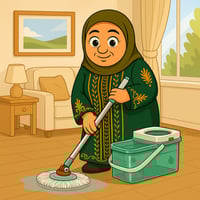 ممسحة تنظيف دوارة مع دلو أخضر شفاف