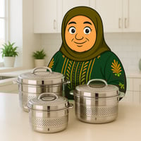 طقم 3 حافظات طعام ستانلس ستيل بنقش فضي من Royal Ca...