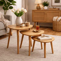 طقم طاولات شاي فاخرة لون بيج