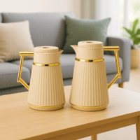 طقم ترامس شاي وقهوة بيج مذهب من رويال كاميل