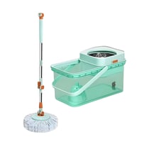 ممسحة تنظيف دوارة مع دلو أخضر شفاف