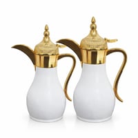 طقم ترامس قهوة عربية أبيض ذهبي من رويال كاميل