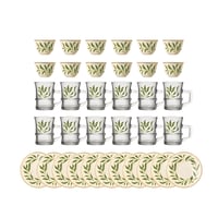 طقم تقديم قهوة وشاي وأطباق مزخرفة أخضر 36 قطعة رقم...