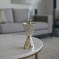 مبخرة زجاج بقاعدة فضية مقاس 19سم رقم 07814044