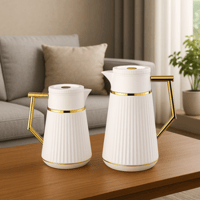 طقم ترامس شاي وقهوة أبيض مذهب من رويال كاميل