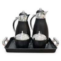 طقم ترامس شاي وقهوة أسود فضي 5 قطع من الأسطورة